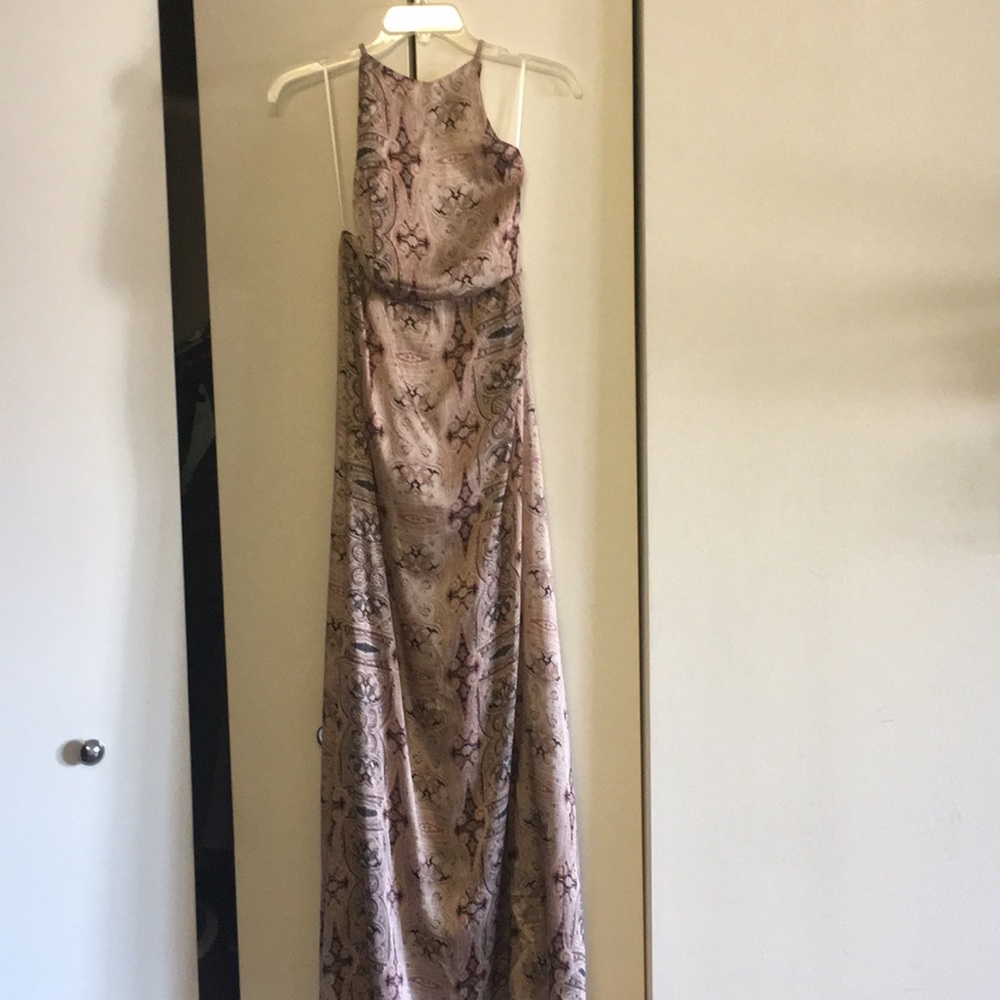 Formal Dress - Pink/Black/Orange/Cream pattern